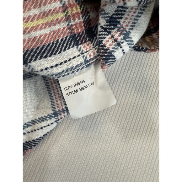 RVCA Plaid Flannel Shirt Mens Medium White Orange Button-Up Long Sleeve Outdoors - Picture 6 of 7